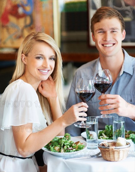 Couple  eating lunch in restaurant