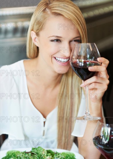 Woman drinking wine