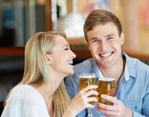 Couple drinking beer