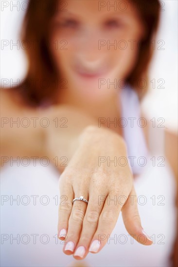 Woman showing wedding ring