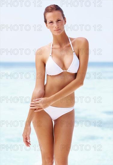 Portrait of young woman wearing bikini