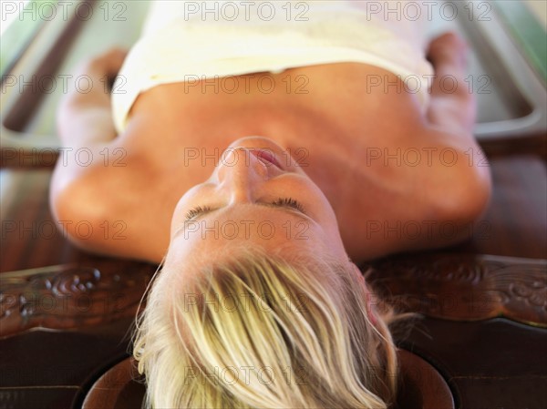 Woman relaxing in spa