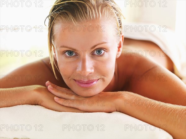 Portrait of woman relaxing in spa
