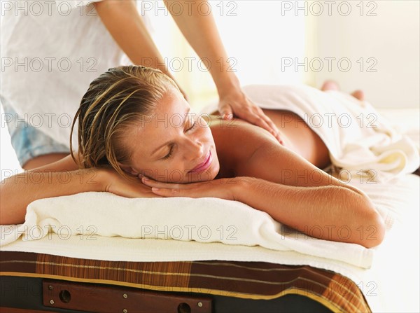 Woman getting massage in spa