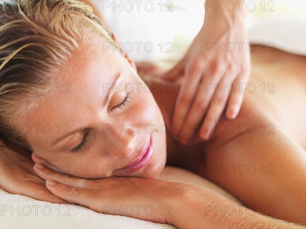 Woman getting massage in spa