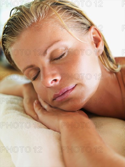 Portrait of woman relaxing in spa