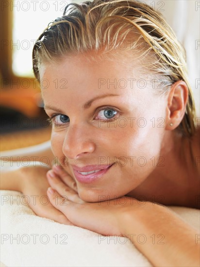 Portrait of woman relaxing in spa