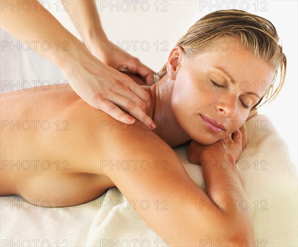 Woman getting massage in spa