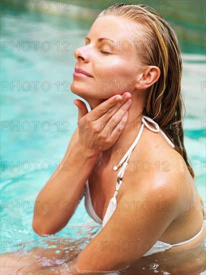 Woman enjoying bath spa