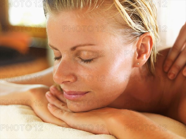 Woman relaxing in spa