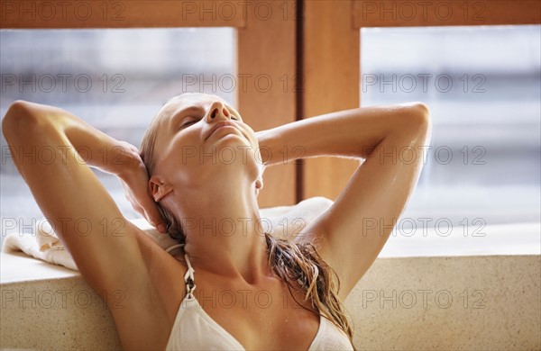 Woman enjoying bath spa