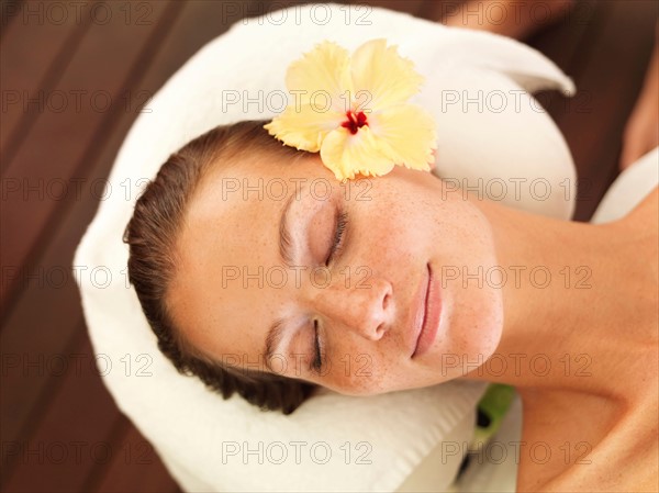 Woman relaxing in spa