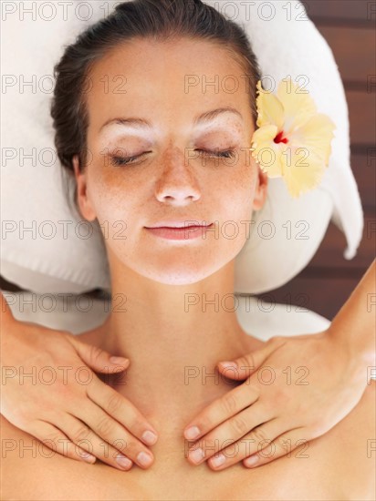 Woman relaxing in spa