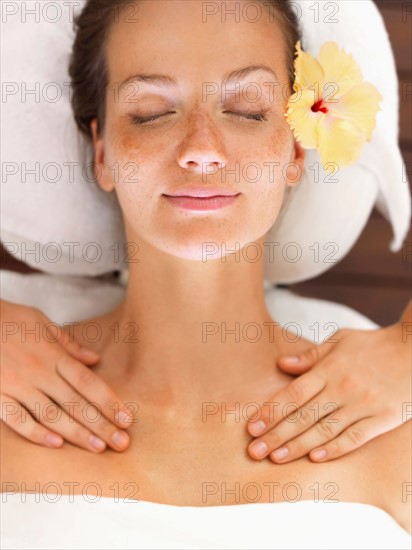 Woman relaxing in spa