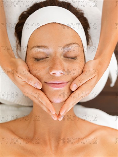 Woman relaxing in spa