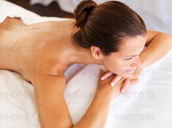 Woman relaxing in spa