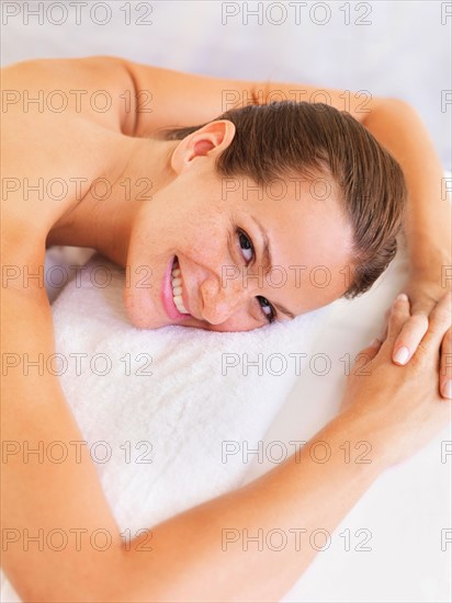 Woman relaxing in spa