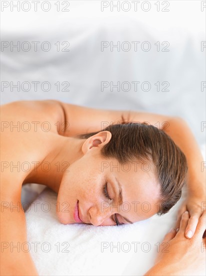 Woman relaxing in spa