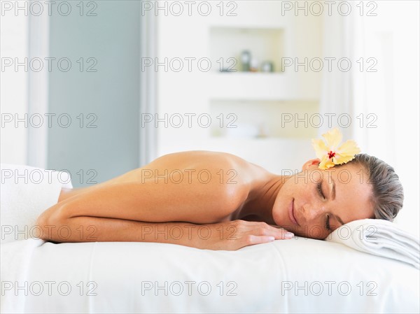 Woman relaxing in spa