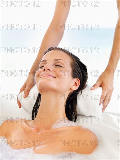 Woman receiving spa therapy