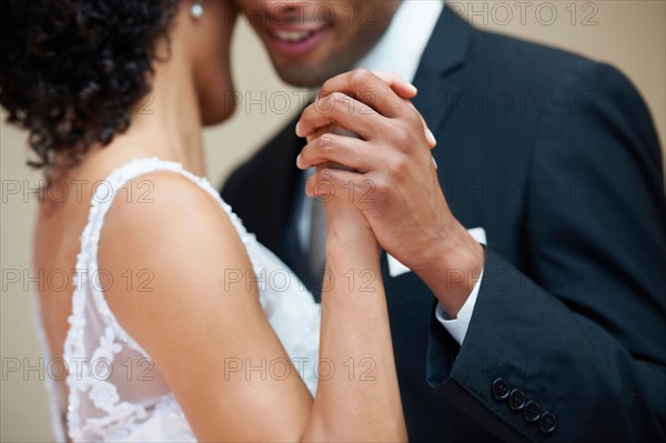 Bride and groom dancing