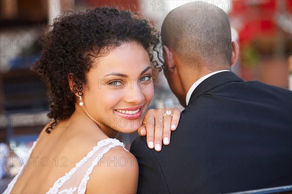 Portrait of newlywed couple