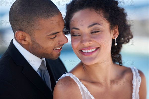 Portrait of newlywed couple