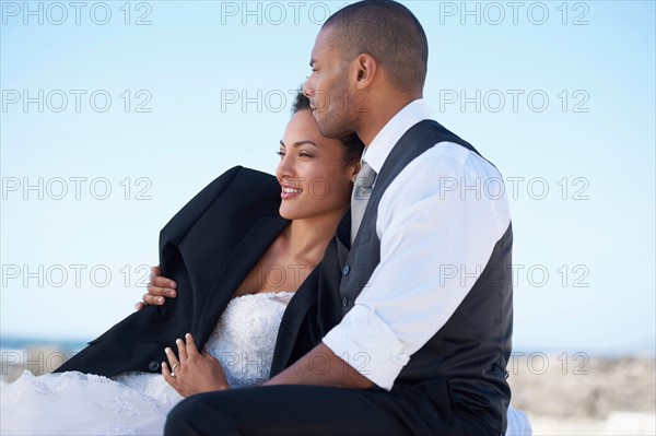 Portrait of newlywed couple