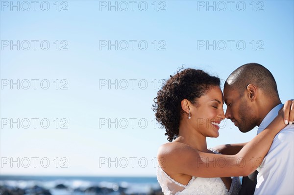 Portrait of newlywed couple