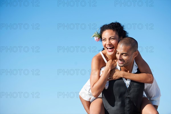 Portrait of newlywed couple