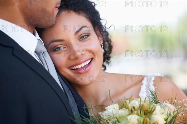 Portrait of newlywed couple