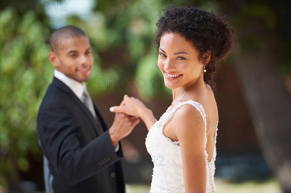 Portrait of newlywed couple