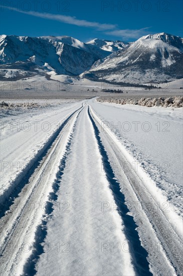 Tyre track on snow