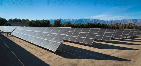 Solar panels on desert