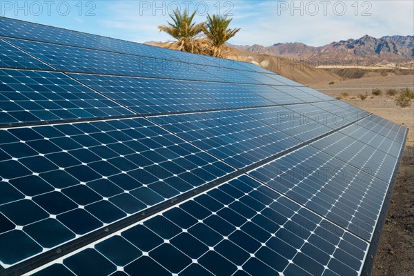 Solar panels on desert