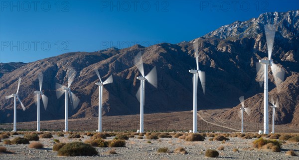 Wind turbines on desert