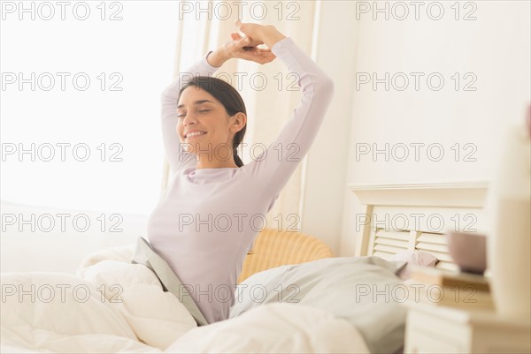 Woman waking up.