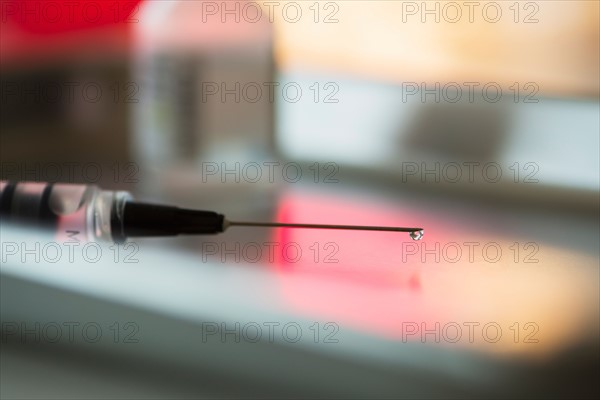 Close up of syringe, studio shot.