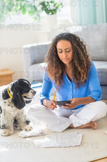 Young woman dealing with home finance.