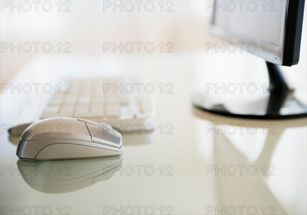 Desk with computer equipment