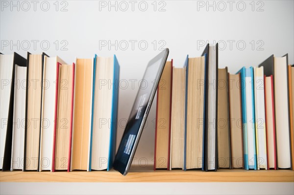 Row of books on shelf