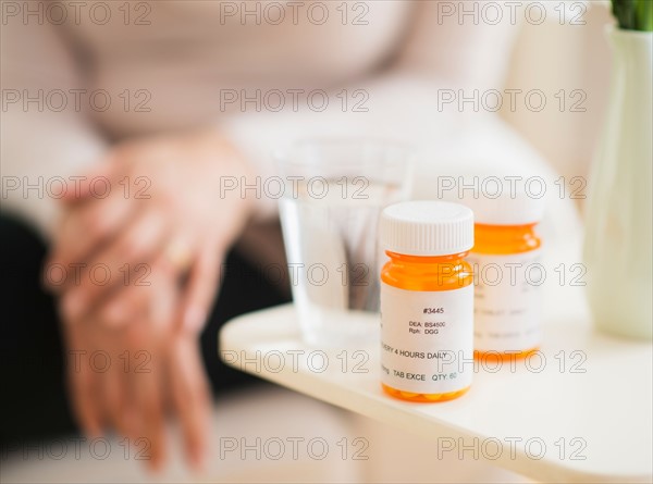 Close-up of pill bottles