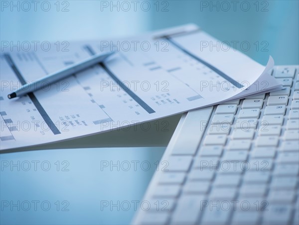 Studio Shot of calculator and paper material