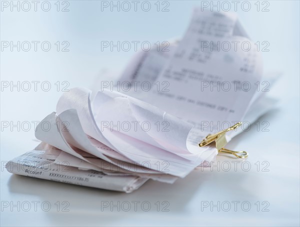 Studio Shot, Stack of receipts