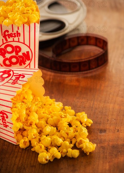 Studio Shot, Film reel and box of popcorn