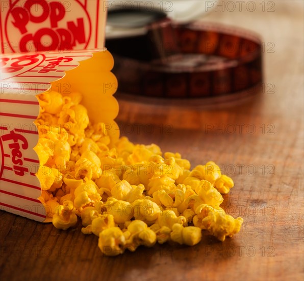 Studio Shot, Film reel and box of popcorn