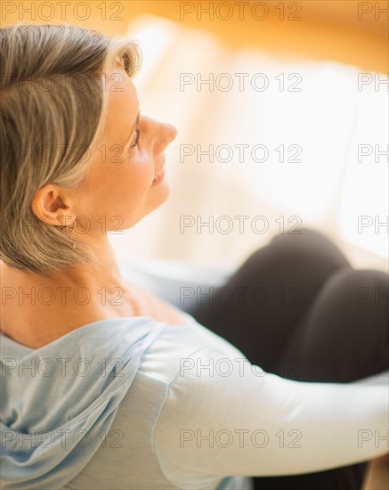 Elevated view of woman relaxing