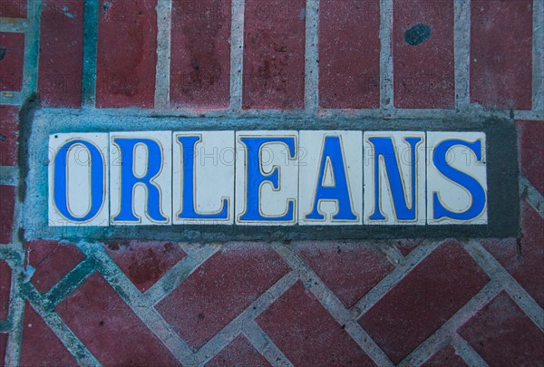 Close up of tile sign