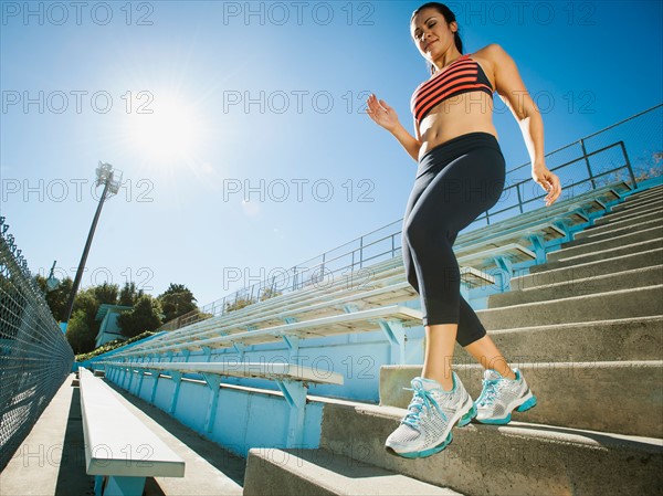 Woman walking down steps