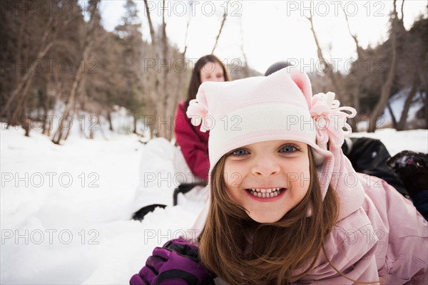 Portrait of Girl (2-3) grinning to camera